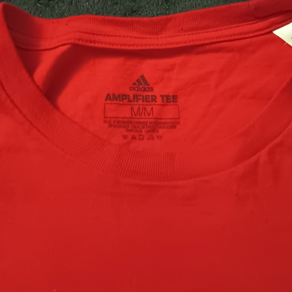 Adidas Short Sleeve Shirt Red Men's Size Medium - Picture 2 of 2